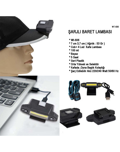 Şarjlı Baret Lambası Watton Wt-606